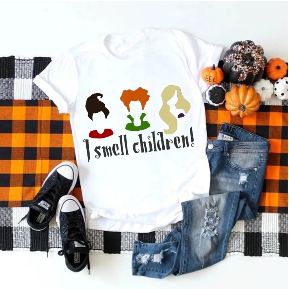 White Graphic Tee Hocus Pocus Halloween Design